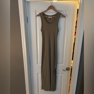 Universal Thread Rib Knit Maxi Bodycon Dress in Khaki